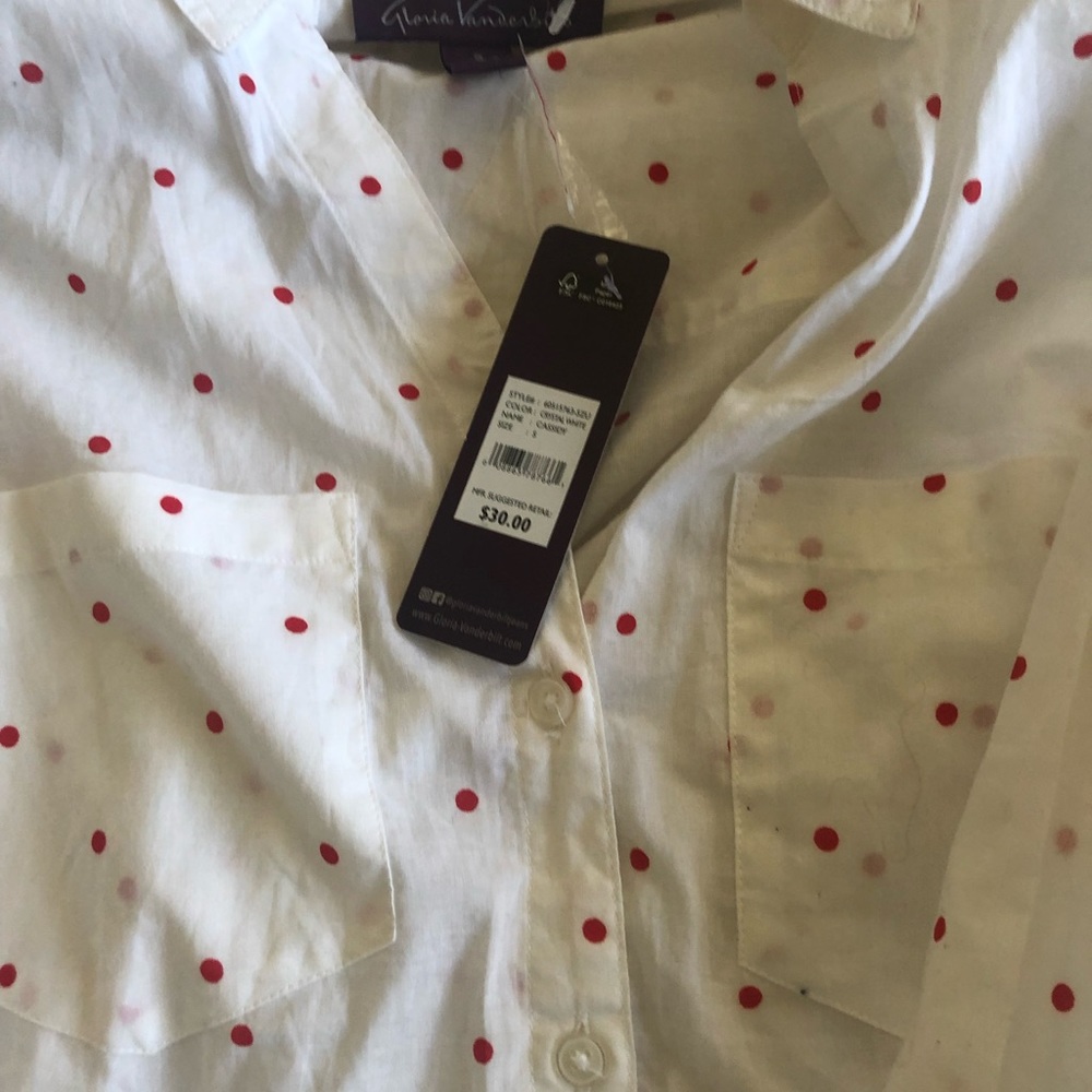Gloria Vanderbilt orange Polkadot shirt - Picture 3 of 4